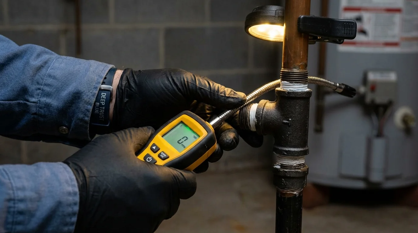 Gas leak detection with electronic sniffer by Johns Plumbing LLC in Oreland