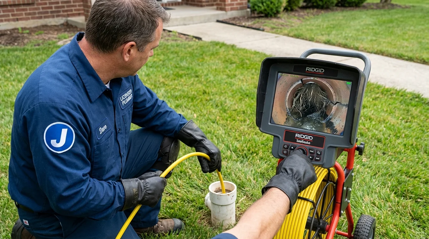 Sewer camera inspection being performed by Johns Plumbing LLC in Oreland